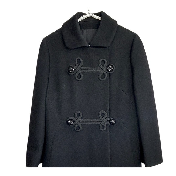 Vintage Lord & Taylor Wool? Coat XS Brocade Preppy Old Money Holiday Military - Picture 1 of 14